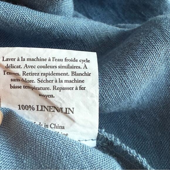 Grae Cove Linen Midi Wrap Elegant Blue Dress Size XL - Picture 4 of 5